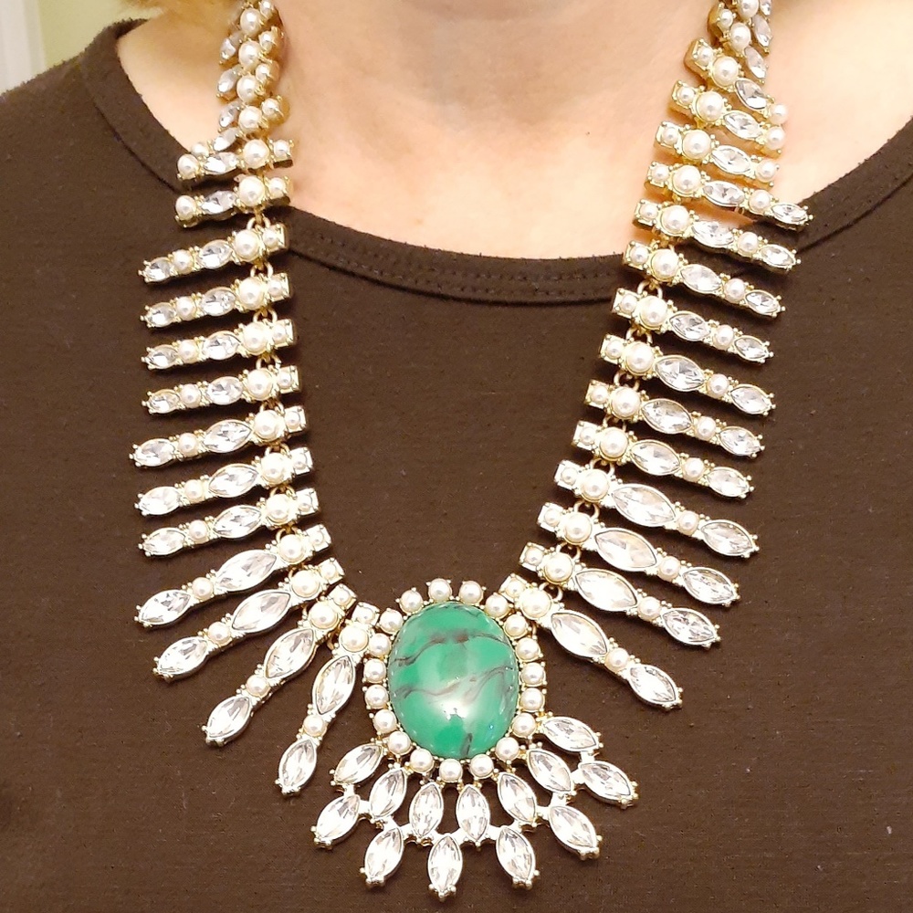Oscar de la Renta Cabochon/Pearl/Crystal Necklace